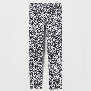 H&M - high rise skinny snow leopard jeans
